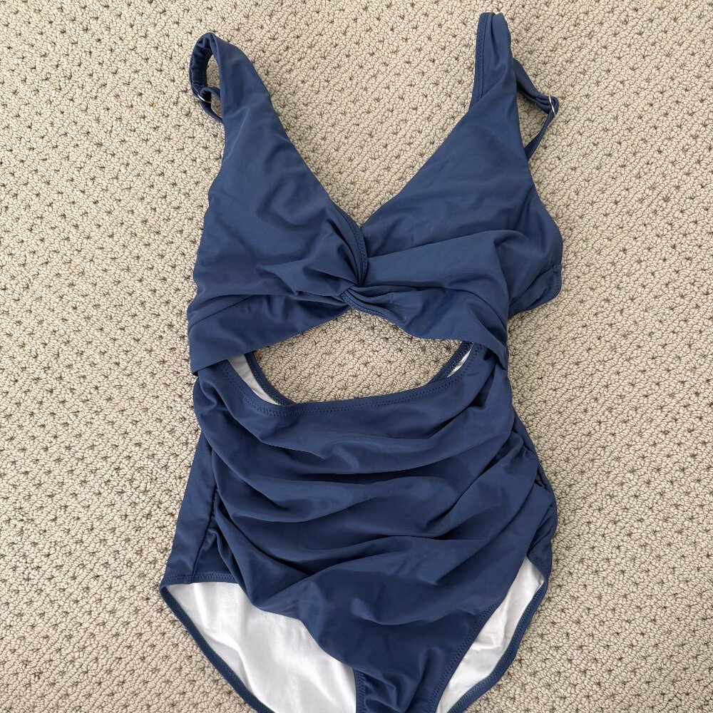 Pinkblush Navy Twist Front One-Piece Swimsuit